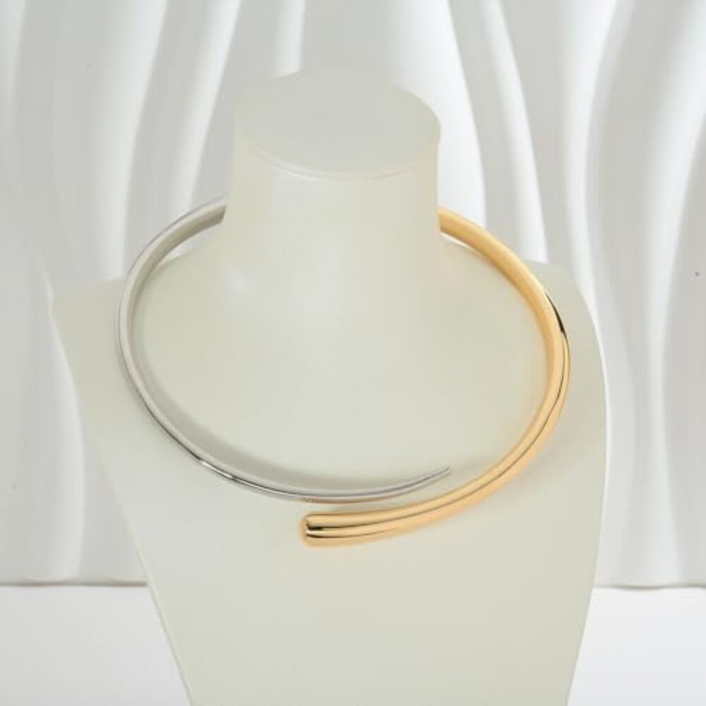 Hinged Open Cuff Statement Necklace Minimalist Mi… - image 5